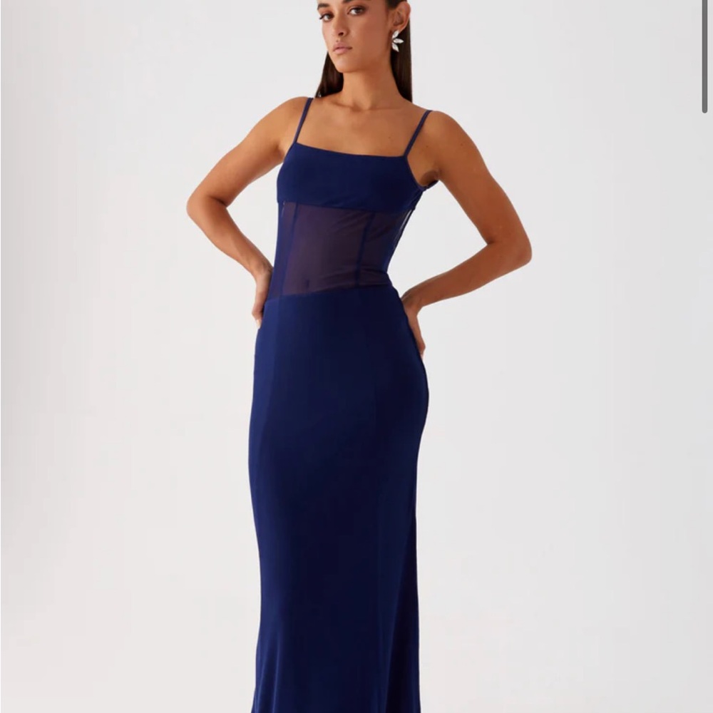 Peppermayo Blue Sheath Miranda Maxi Dress Spaghetti Strap